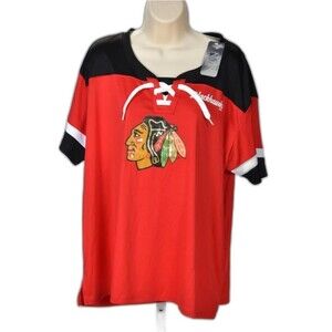 NHL Official Licensed Product Blackhawks Women's Lace Front Shirt Size 2XL